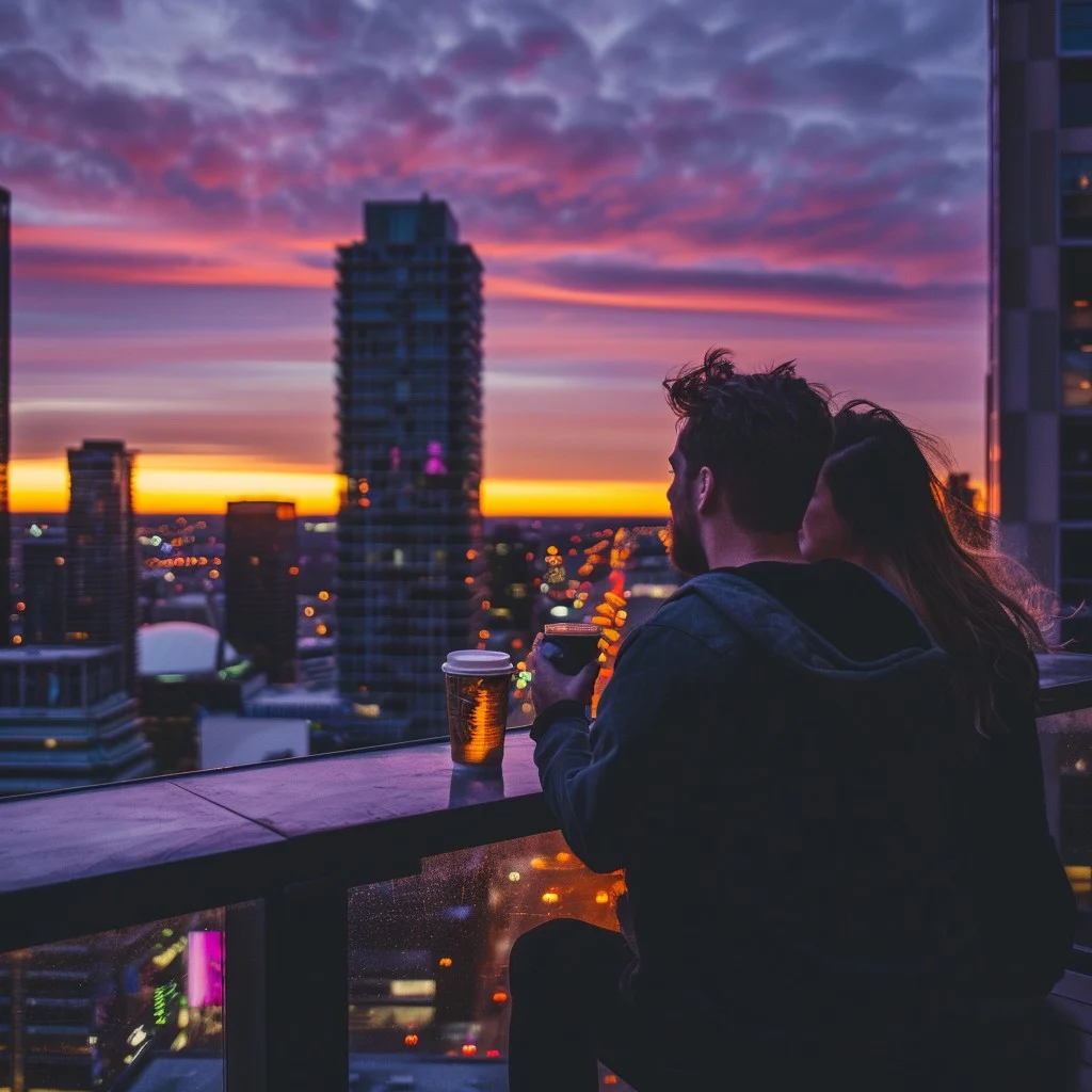 sunset cityscape view stockcake